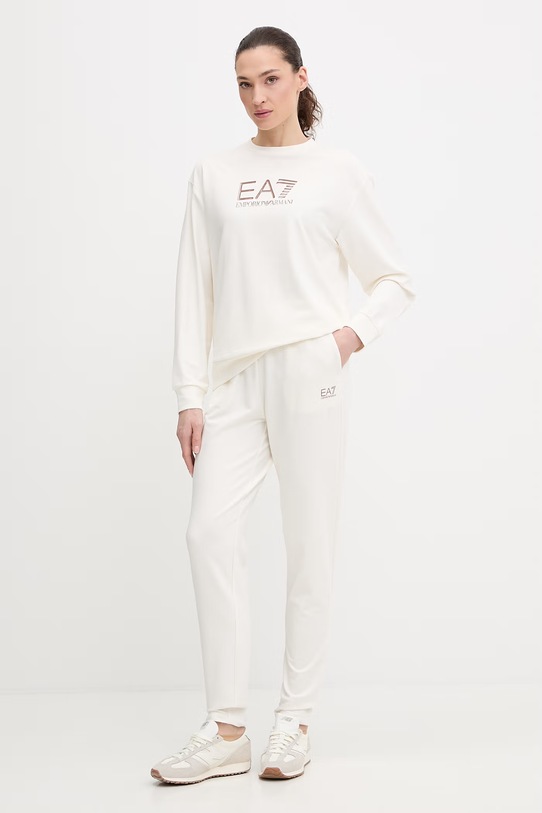 EA7 Emporio Armani tuta da ginnastica maglia beige AF13135.7W000115
