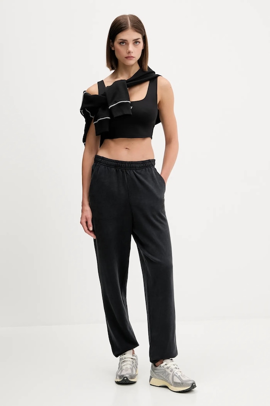 Βαμβακερό παντελόνι Tommy Jeans DW0DW21702 μαύρο AW25