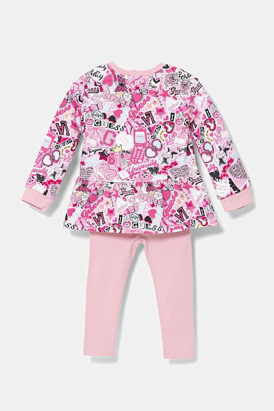 Guess komplet bawełniany niemowlęcy A5YG01.KA6R4.9BYA różowy AW25