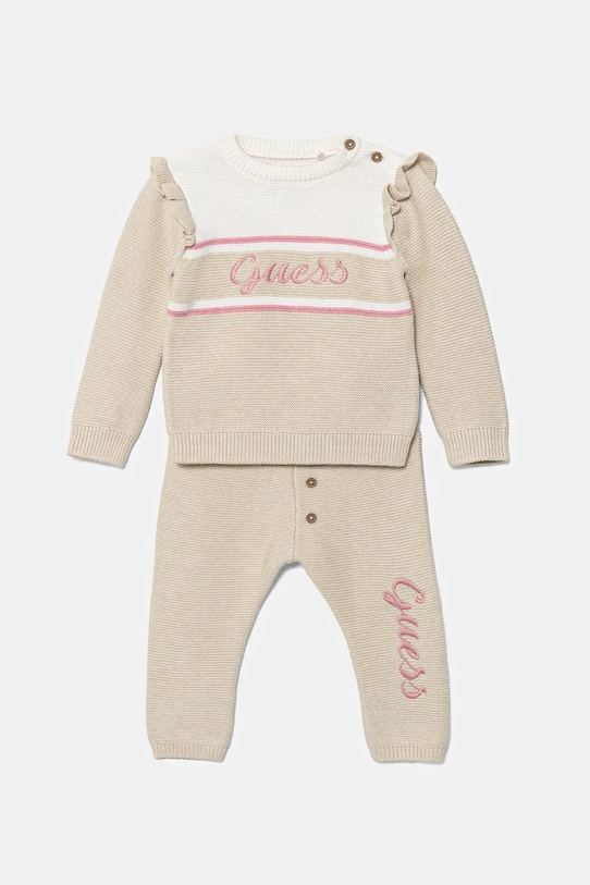 Guess komplet bawełniany niemowlęcy aplikacja beżowy A5YG13.Z3FK1.9BYA
