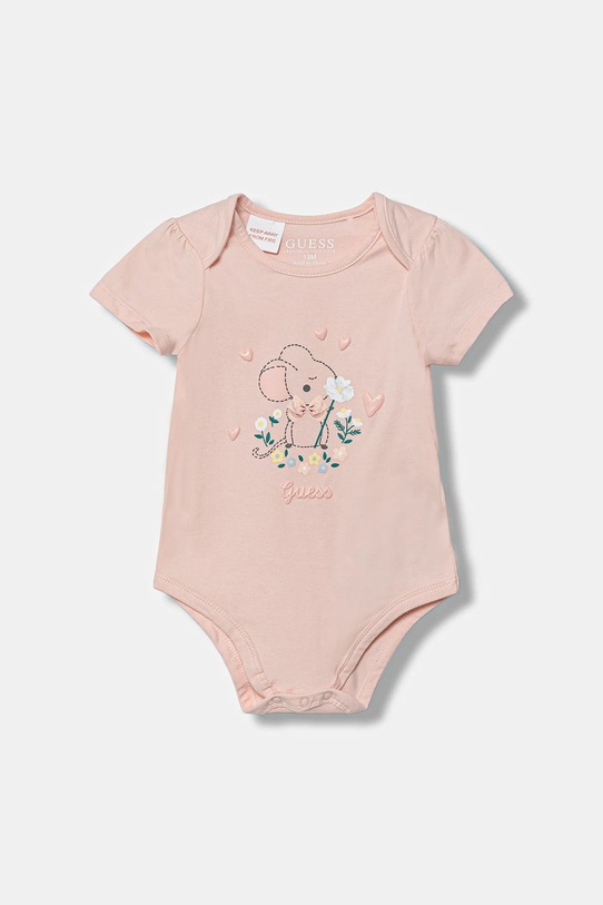 Guess komplet bawełniany niemowlęcy 3-pack S5YG05.K6YW4.9BYA różowy AW25