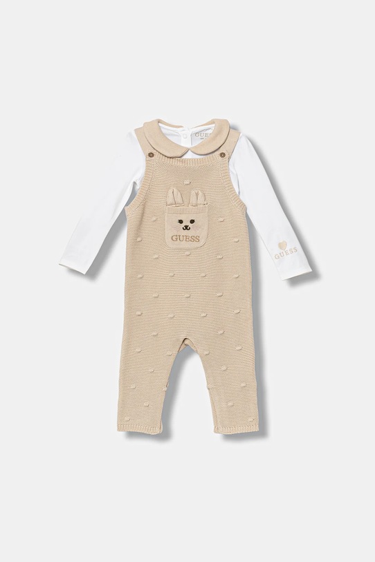 Guess komplet bawełniany niemowlęcy 2-pack wzorzyste beżowy S5YG09.K6YW1.9BYA