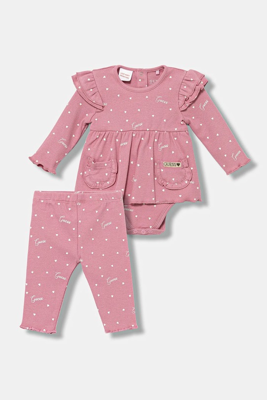 Guess komplet niemowlęcy 2-pack wzorzyste różowy S5YG10.KBZP4.9BYA