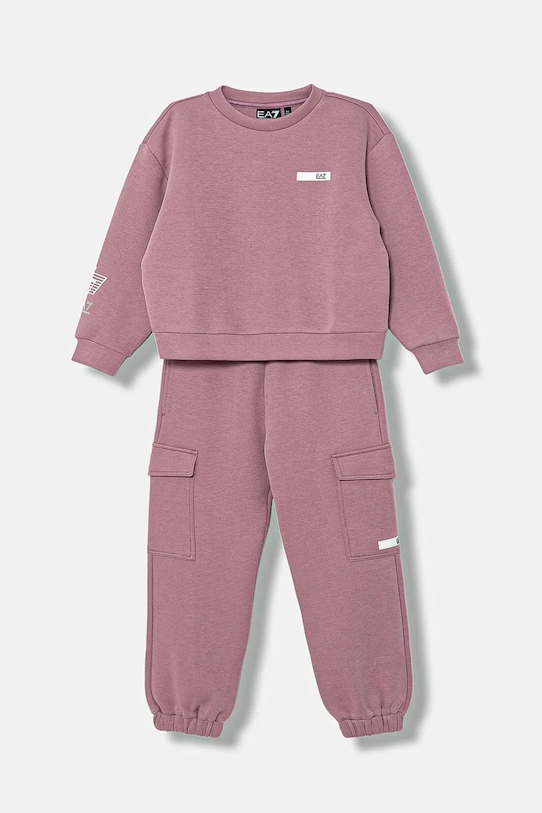 Παιδική φόρμα EA7 Emporio Armani πλεκτό ύφασμα ροζ 7G000161.AF13151