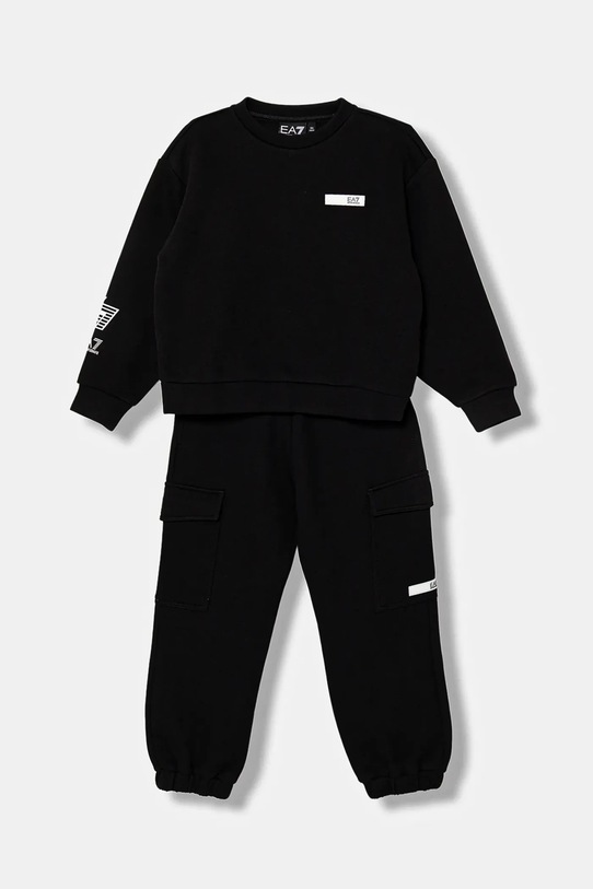 Παιδική φόρμα EA7 Emporio Armani πλεκτό ύφασμα μαύρο 7G000161.AF13151
