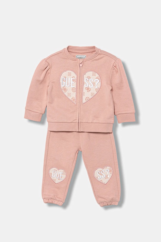 Детский спортивный костюм из хлопка Guess аппликация розовый A5BG13.KAD74.9BYA