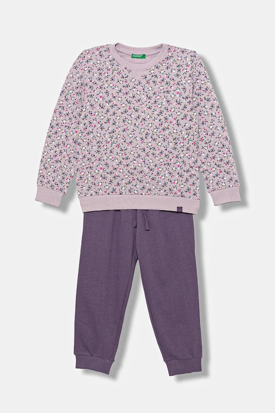 Детский хлопковый спортивный костюм United Colors of Benetton 2 шт узор фиолетовой 3YWXGK00R.G.P.seasonal