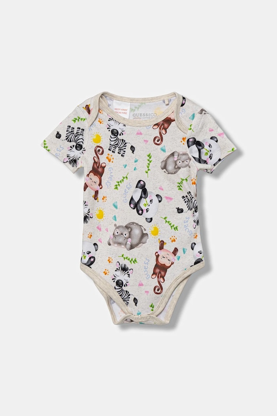 Guess komplet bawełniany niemowlęcy 3-pack H5YW15.KAE14.9BYA beżowy AW25