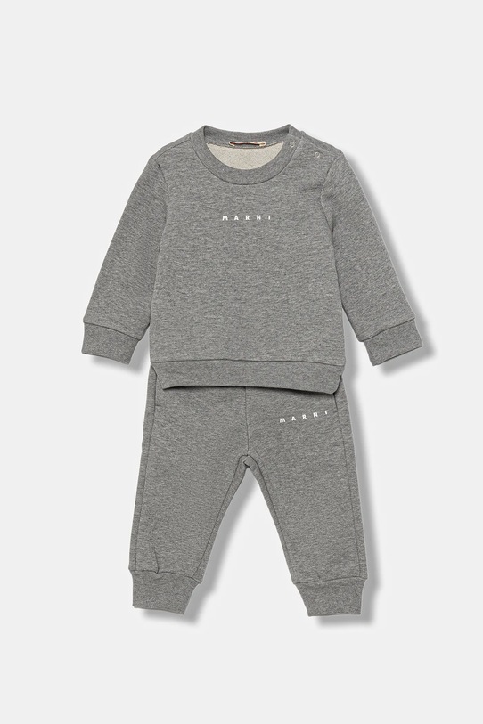 Marni dres bawełniany niemowlęcy MS1B-SET OVERALLS 2-pack bawełna szary M01607