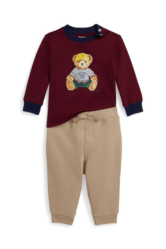 Βρεφική φόρμα Polo Ralph Lauren πλεκτό ύφασμα μπορντό 320980929001
