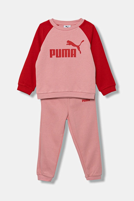 Детски анцуг Puma MINICATS ESS Raglan Crew Set FL INF трикотаж розов 686281