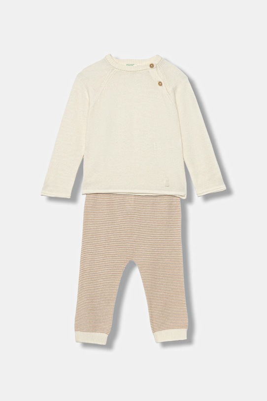 United Colors of Benetton komplet z dodatkiem wełny niemowlęcy 2-pack dzianina beżowy 106WB101G.W.seasonal