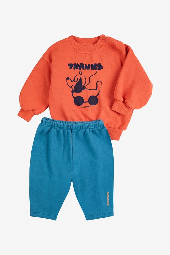 Bobo Choses dres niemowlęcy bawełniany Rolling Dog 225FB003 pomarańczowy AW25