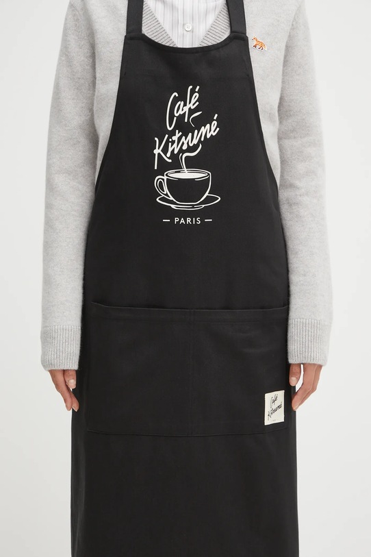 Café Kitsuné fartuch kuchenny bawełniany Coffee Cup Apron czarny CKMU08202WW0111