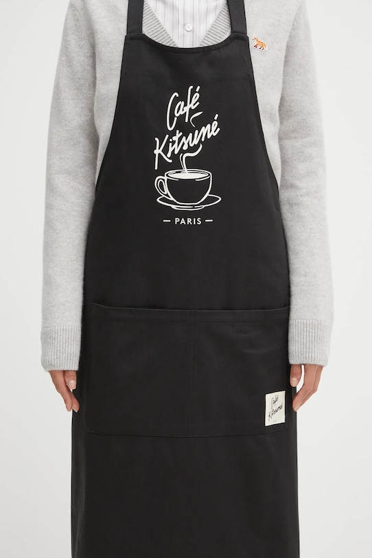 Café Kitsuné fartuch kuchenny bawełniany Coffee Cup Apron czarny CKMU08202WW0111