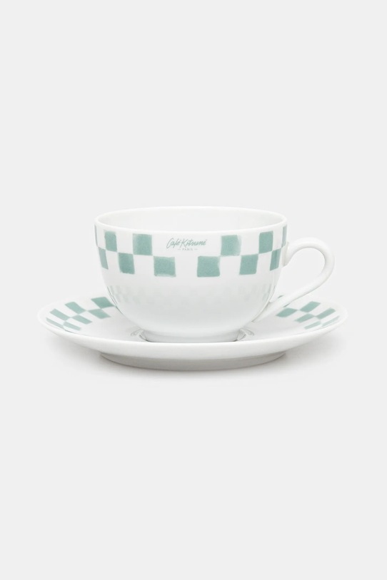 Šalica za kavu s tanjurićem Café Kitsuné Checkerboard Porcelain Cup And Saucer bijela PU08111O0010