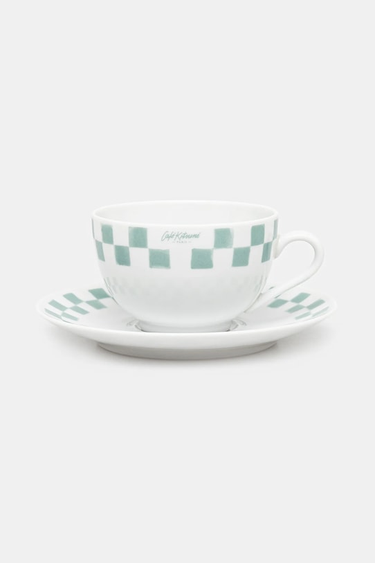 Šalica za kavu s tanjurićem Café Kitsuné Checkerboard Porcelain Cup And Saucer bijela PU08111O0010