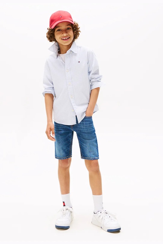 Chłopiec Tommy Hilfiger koszula dziecięca KB0KB09605.9BYA niebieski