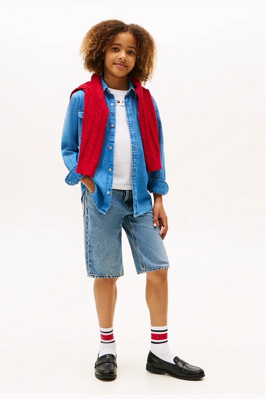 Chłopiec Tommy Hilfiger koszula jeansowa dziecięca KB0KB09688.9BYA niebieski