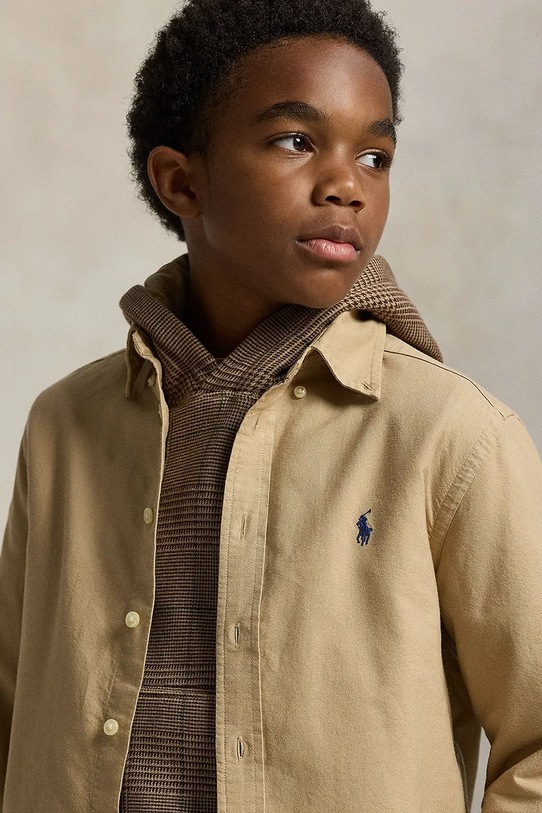 Dječja pamučna košulja Polo Ralph Lauren 323858909022 bež