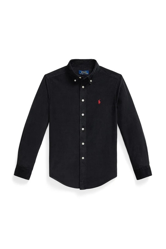 Παιδικό βαμβακερό πουκάμισο Polo Ralph Lauren μακρύ μαύρο 323878888008