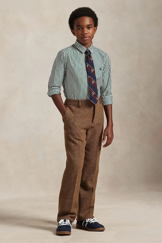 Dječja pamučna košulja Polo Ralph Lauren zelena 323979319003