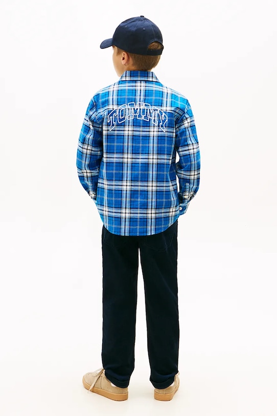 Chłopiec Tommy Hilfiger koszula dziecięca KB0KB09926.104.122.9BYA niebieski