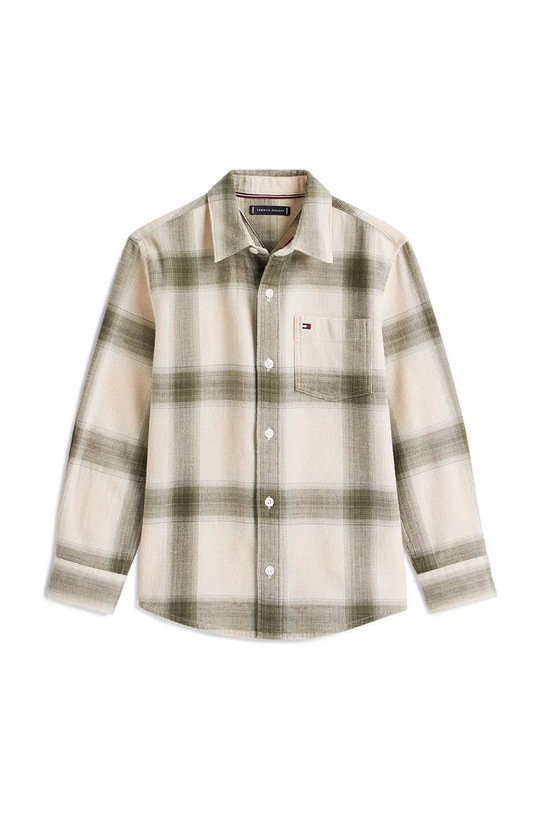 Детская хлопковая рубашка Tommy Hilfiger KB0KB09999.128.176.9BYA бежевый AW25