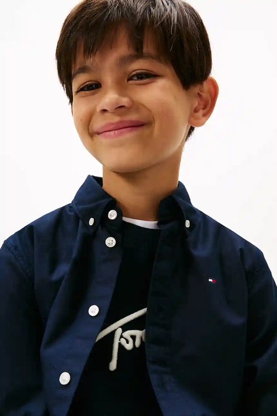 Chłopiec Tommy Hilfiger koszula dziecięca KB0KB10192.128.176.9BYA granatowy