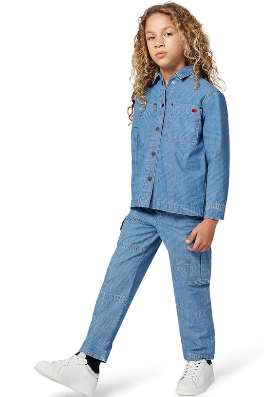 HUGO koszula jeansowa dziecięca bawełna niebieski G00528.162.174
