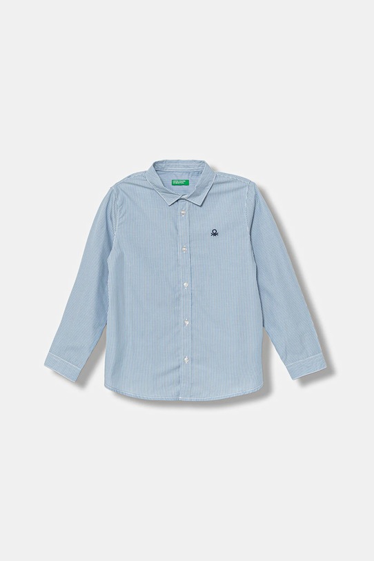 Παιδικό βαμβακερό πουκάμισο United Colors of Benetton μακρύ μπλε 54AZGQ00J.P.Reprop.9BYA