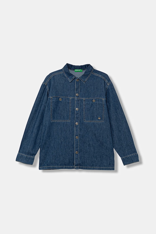 Παιδικό τζιν πουκάμισο United Colors of Benetton μακρύ μπλε 5AD6CQ04C.G.seasonal
