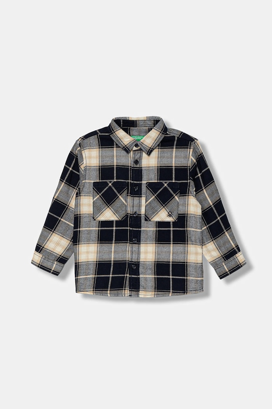 Παιδικό βαμβακερό πουκάμισο United Colors of Benetton casual σκούρο μπλε 5LQHGQ02S.P.seasonal