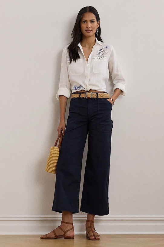 Дрехи Ленена риза Lauren Ralph Lauren 200970750 бял