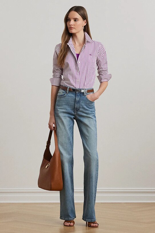 Odzież Lauren Ralph Lauren koszula bawełniana 200970764 fioletowy