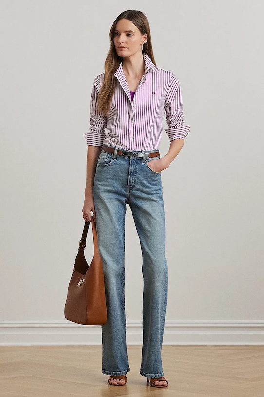 Oblačila Bombažna srajca Lauren Ralph Lauren 200970764 vijolična