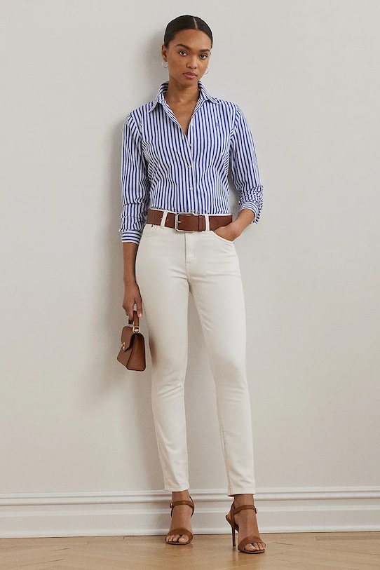 Odzież Lauren Ralph Lauren koszula bawełniana 200970765 niebieski