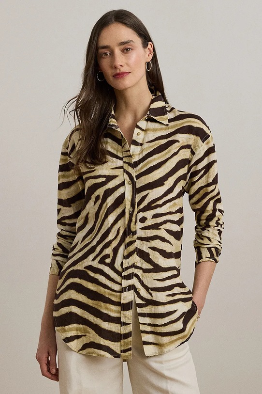 Ľanová košeľa Lauren Ralph Lauren ľan béžová 200970776