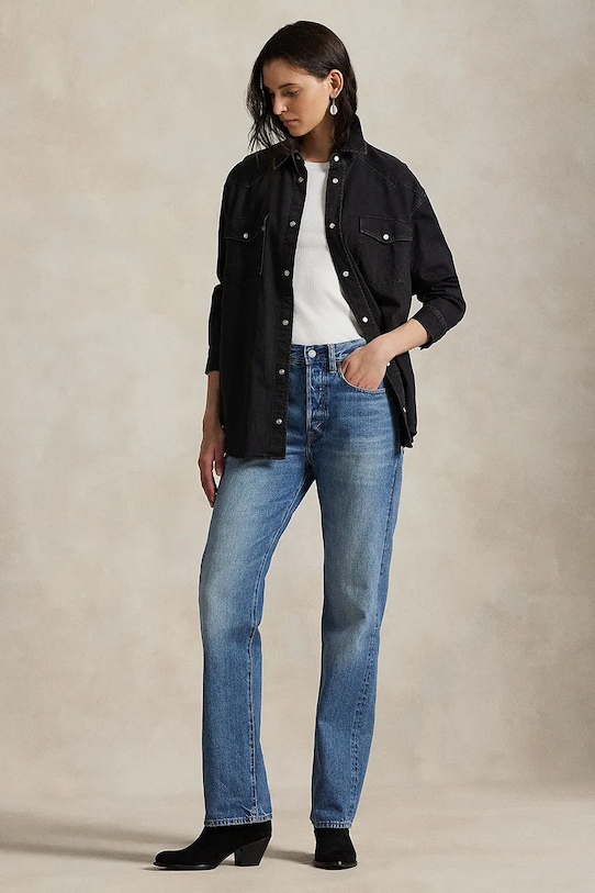 Odzież Polo Ralph Lauren koszula jeansowa 211971225 czarny