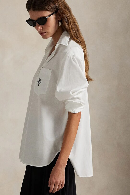 Βαμβακερό πουκάμισο Polo Ralph Lauren λευκό 211971509