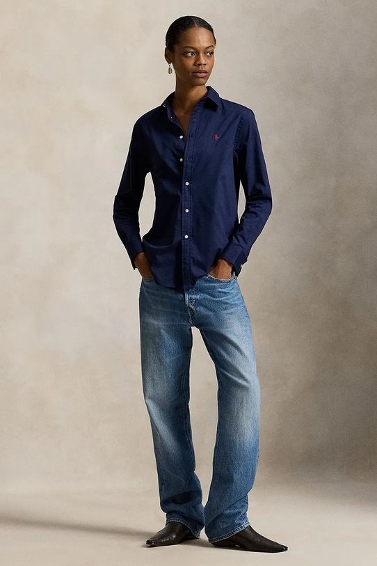 Odzież Polo Ralph Lauren koszula bawełniana 211A92177 granatowy