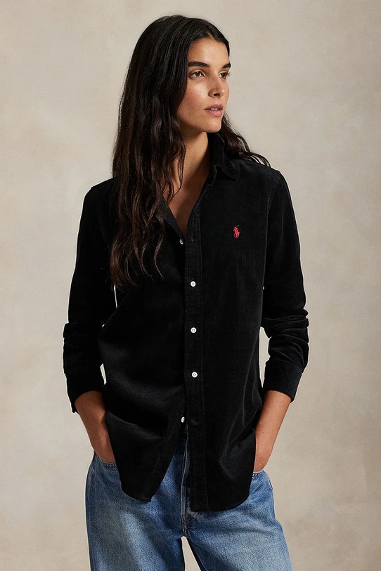 Polo Ralph Lauren koszula sztruksowa bawełna czarny 211971526