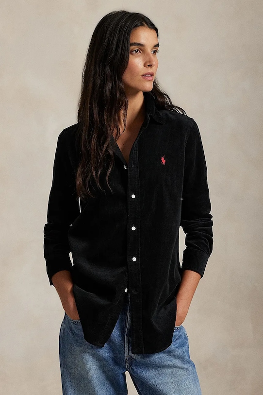 Polo Ralph Lauren koszula sztruksowa bawełna czarny 211971526