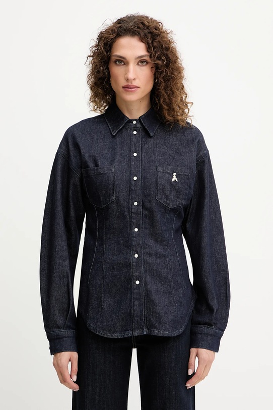 Patrizia Pepe cămașă jeans lung bleumarin 8C0795.D113