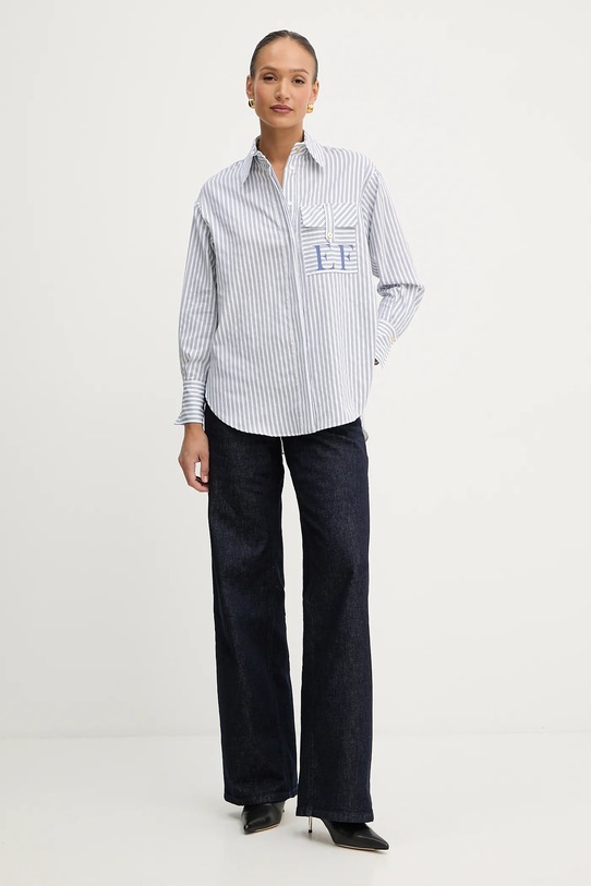 Βαμβακερό πουκάμισο Elisabetta Franchi CA11156E2 μπλε AW25