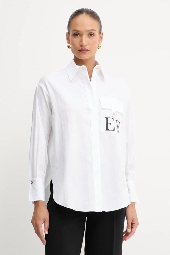 Bavlnená košeľa Elisabetta Franchi relaxed biela CA12156E2