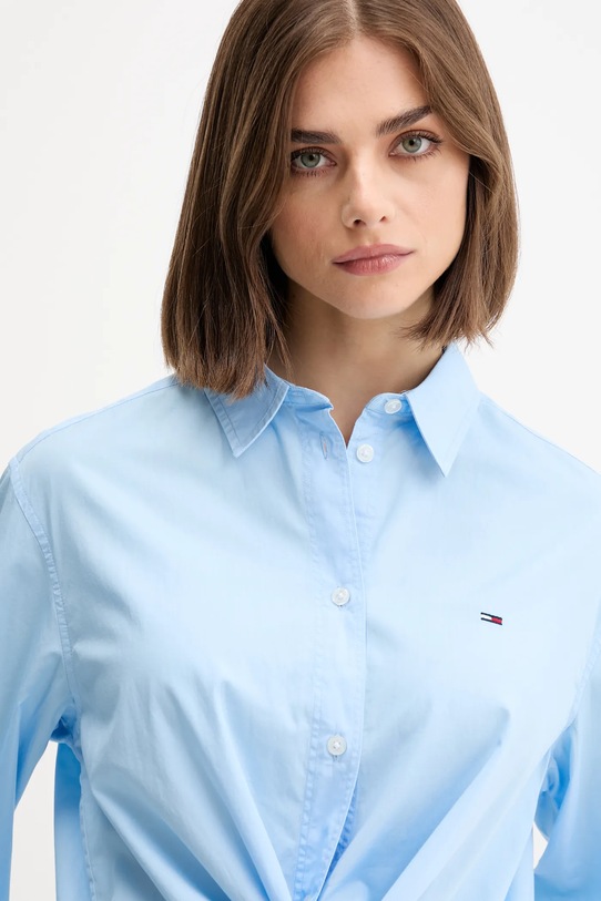 Памучна риза Tommy Jeans син DW0DW20990