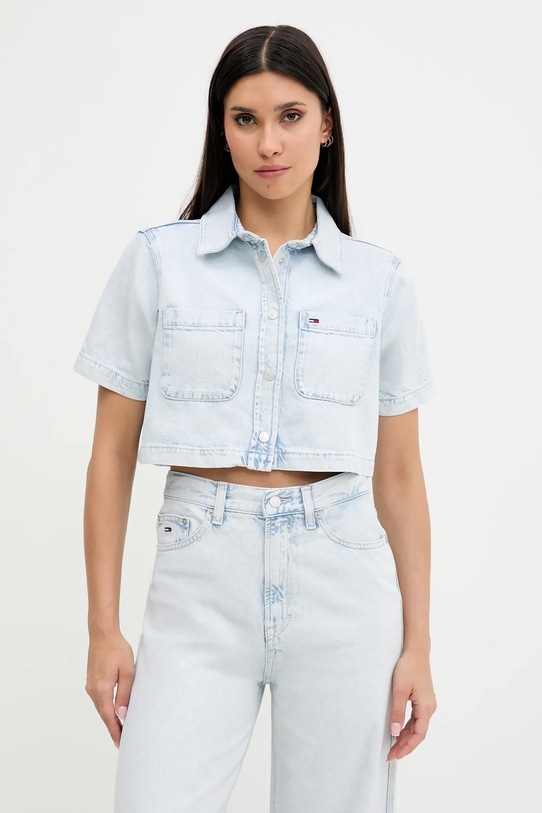Košulja s pamukom Tommy Jeans casual plava DW0DW21072