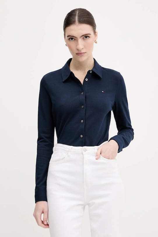 Košile Tommy Hilfiger slim námořnická modř WW0WW43528