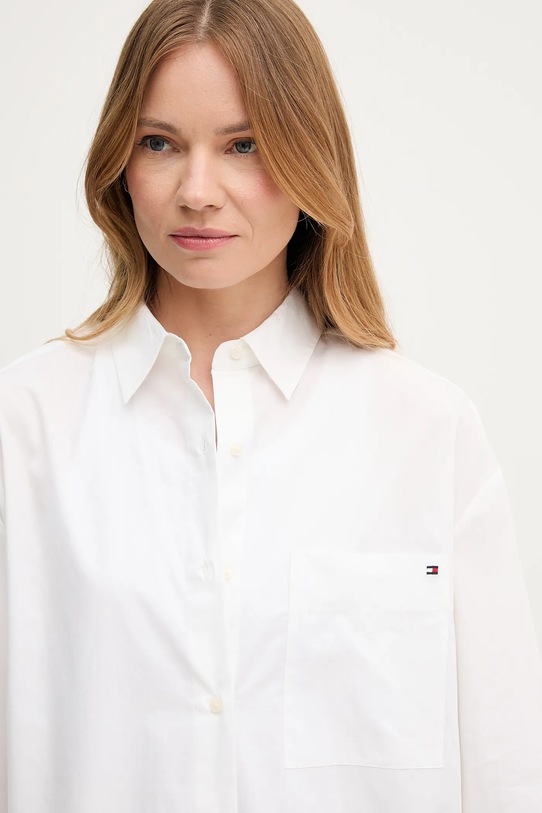 Βαμβακερό πουκάμισο Tommy Hilfiger λευκό WW0WW45892